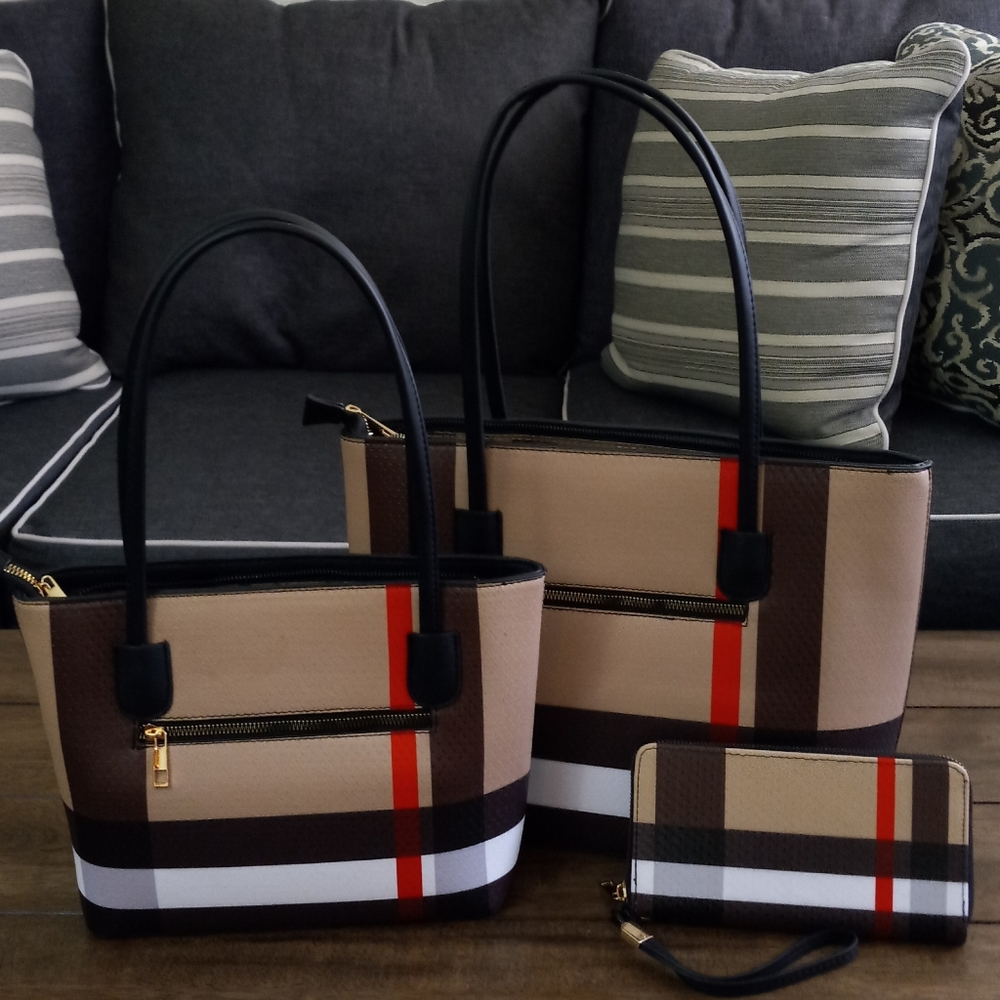 Fashion  Bag forward trendy bag 3 in 1 tote, purse and wallet